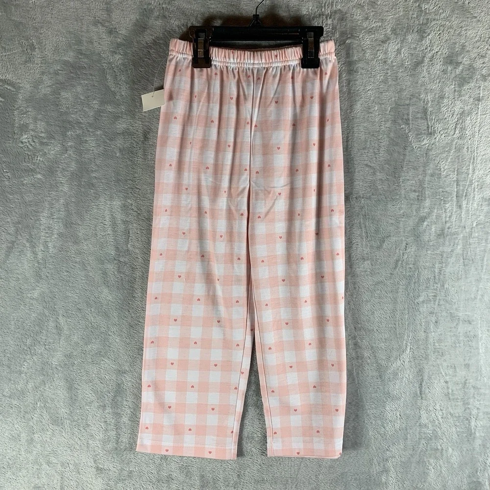 Charter‎ Club Girls 5 Pajama Set Pants Button Up Top Mommy and Me Pink Plaid PJs